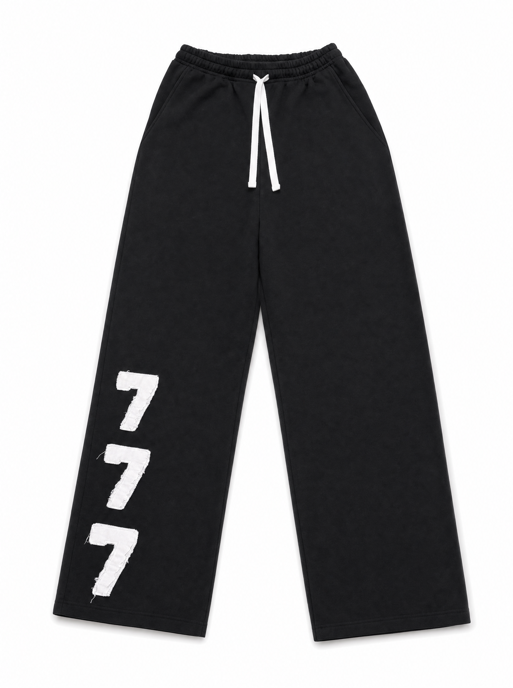 Unisex "777" Sweatpants Black - Front View