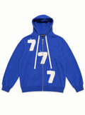 Unisex 777 Zip-Up Hoodie in Royal Blue, front view