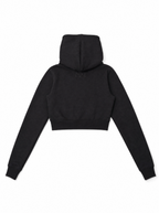 Women's "777" Cropped Zip-Up Hoodie Black - Back