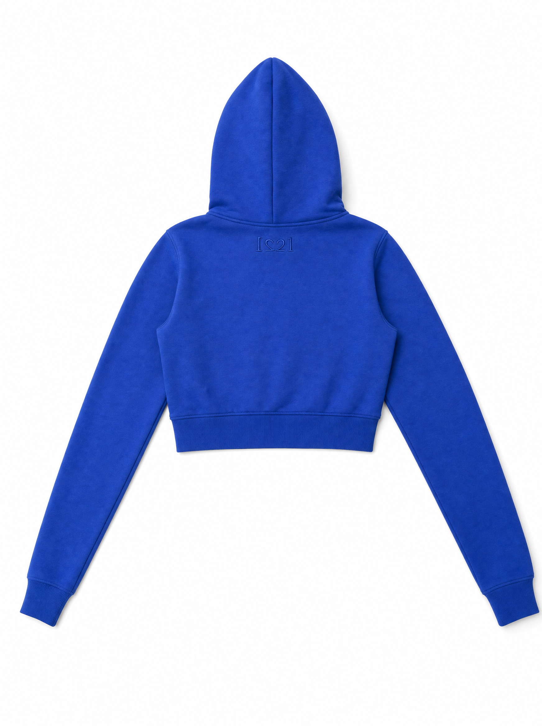 Women's "777" Cropped Zip-Up Hoodie Royal Blue - Back