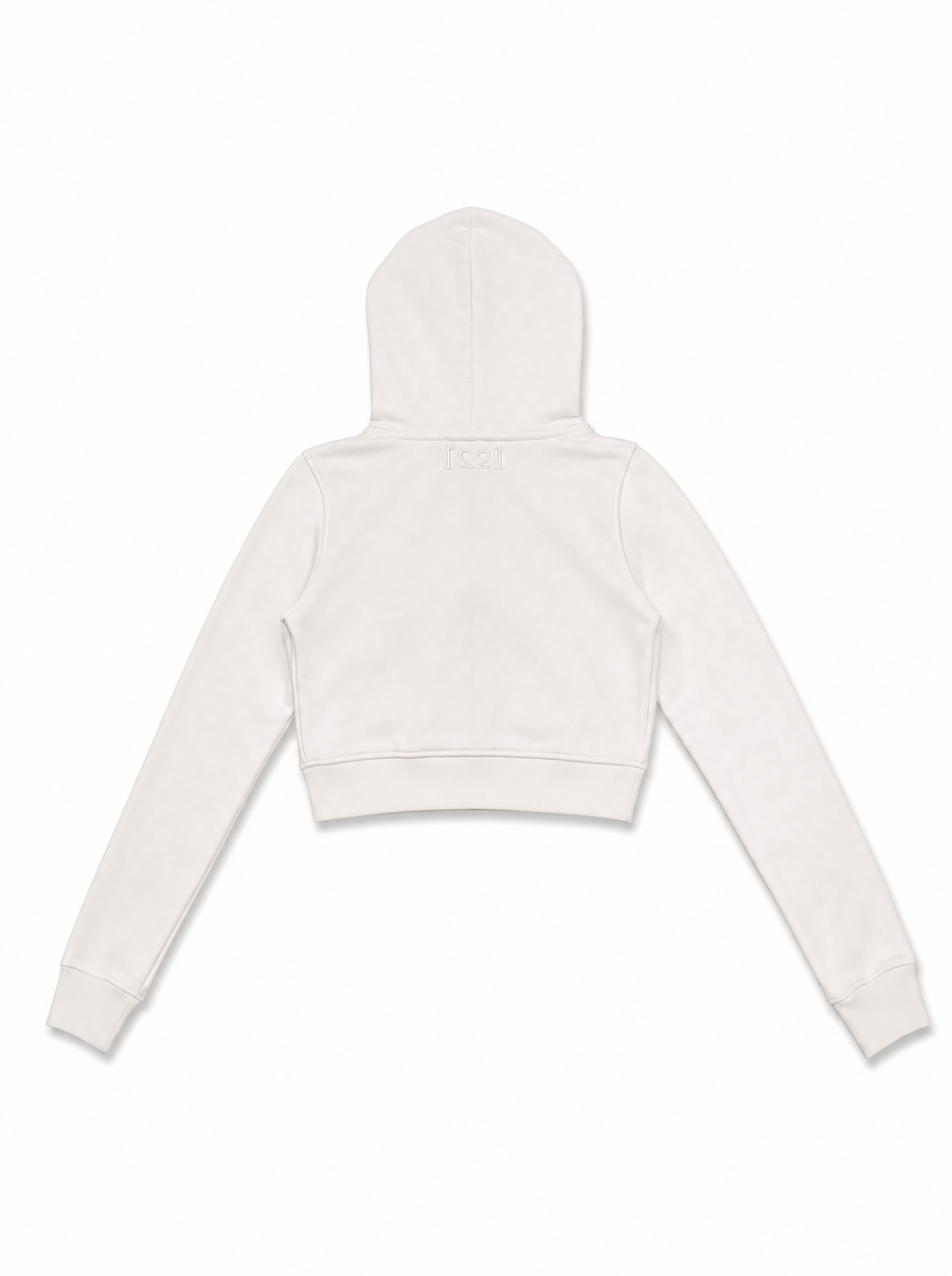 Women's "777" Cropped Zip-Up Hoodie White - Back