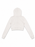 Women's "777" Cropped Zip-Up Hoodie White - Back