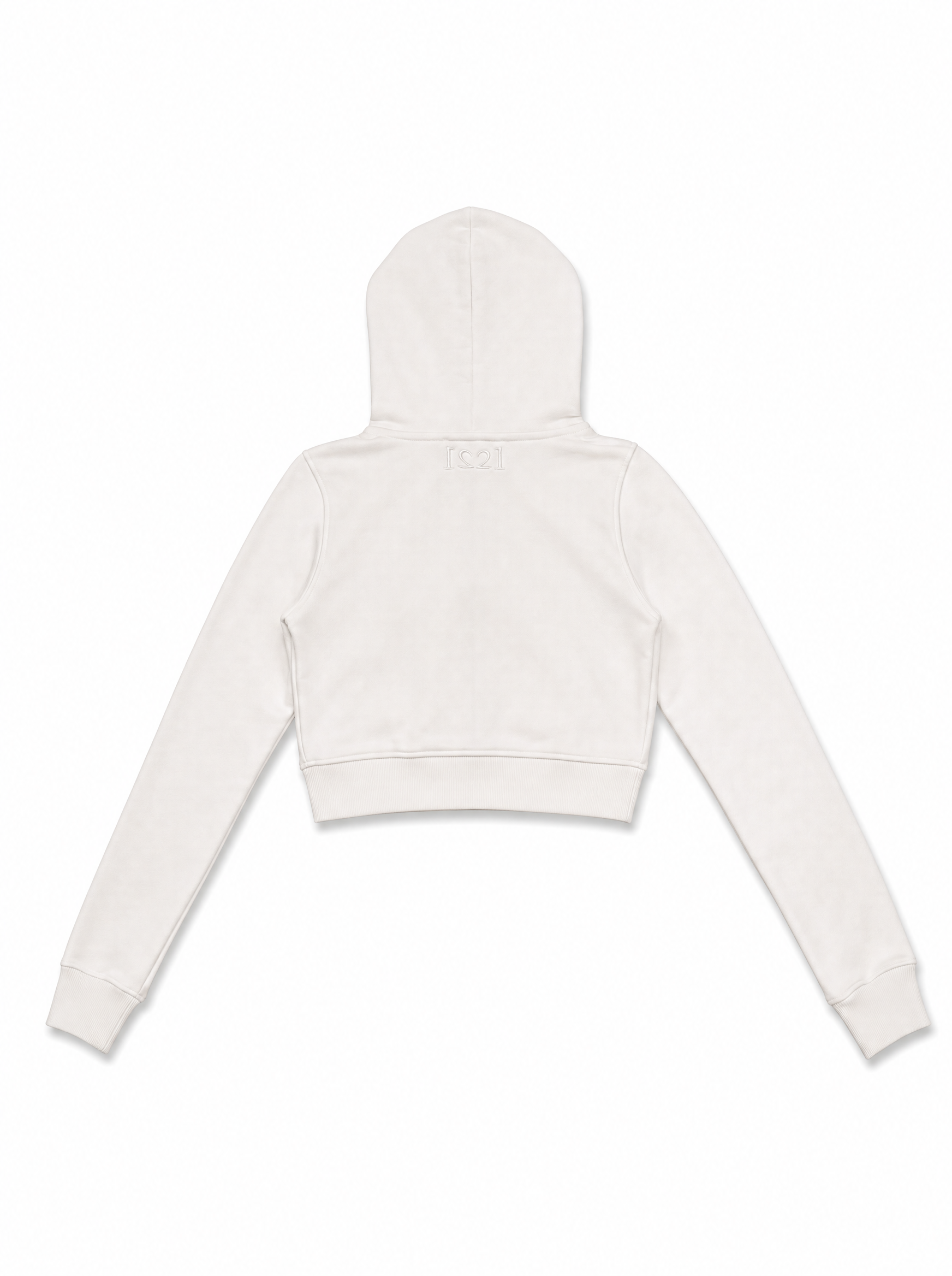 Women's "777" Cropped Zip-Up Hoodie White - Back