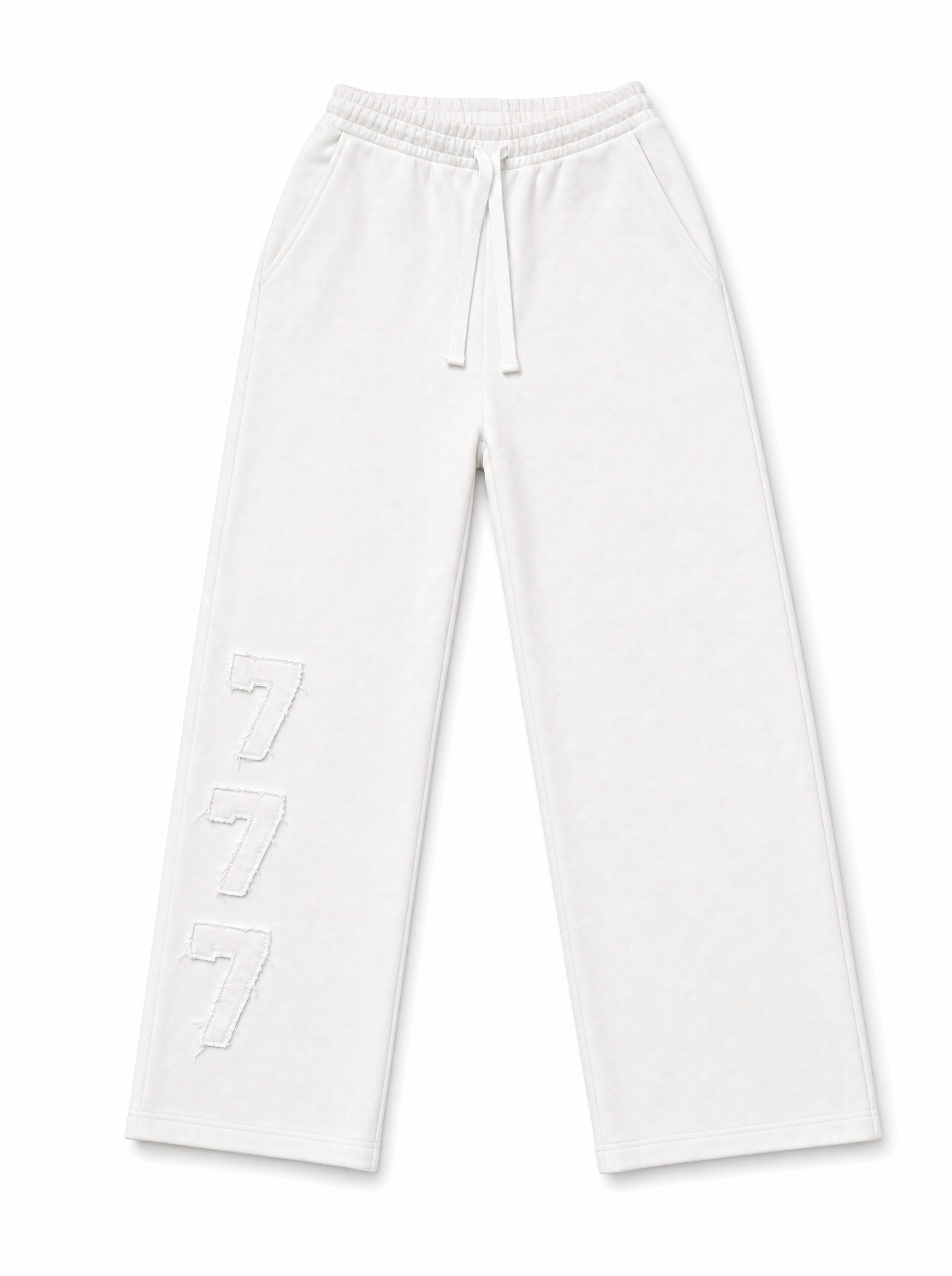 Unisex "777" Sweatpants White - Front View